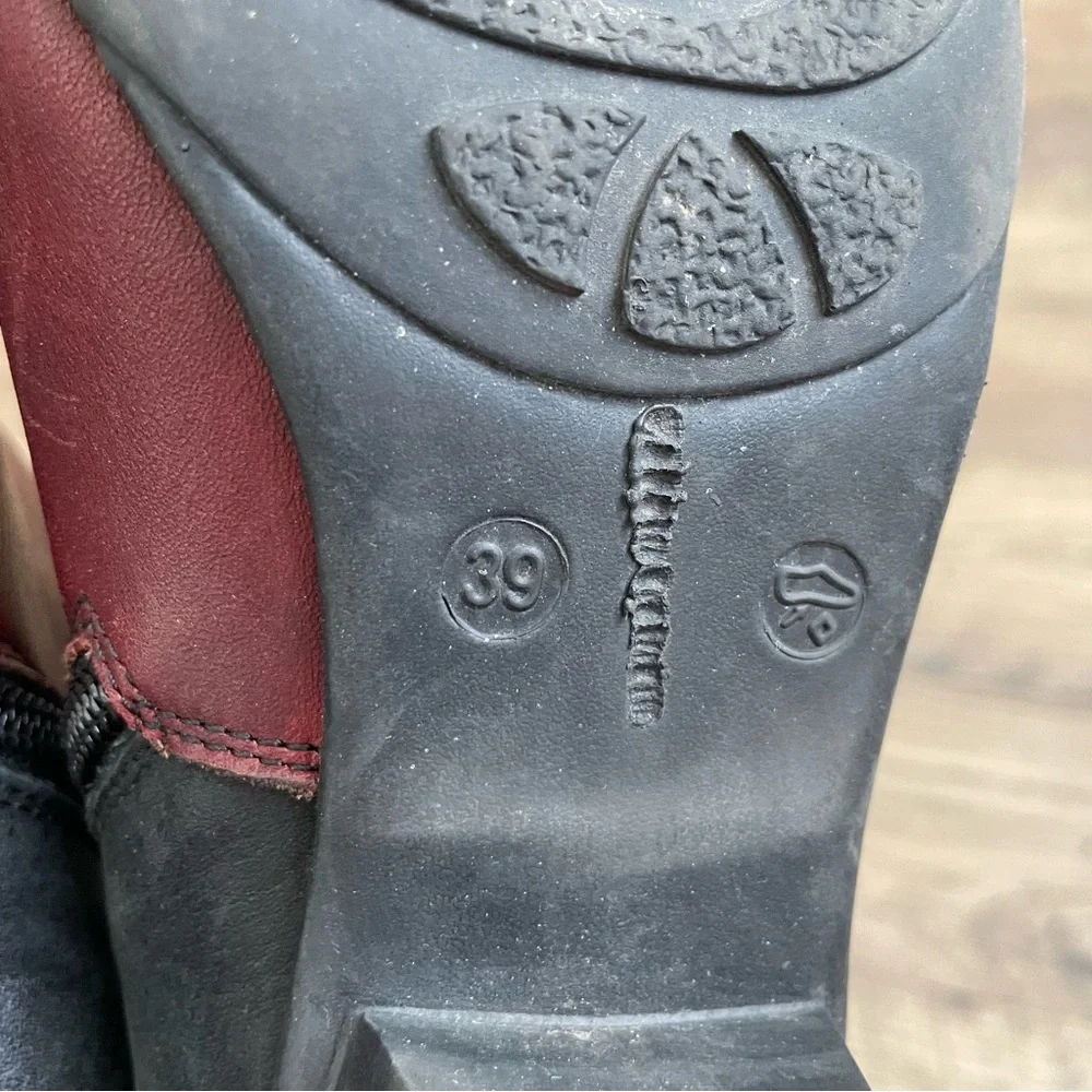 REMONTE Dorndorf Black Red Gray Leather Bow Back Ankle Boots - Picture 8 of 10